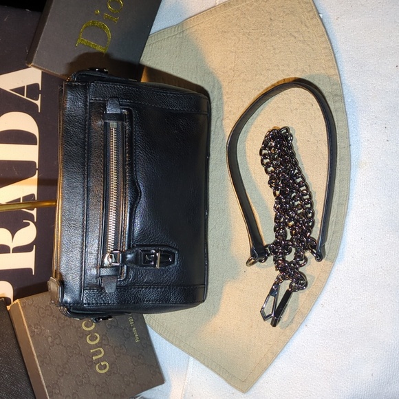 Rebecca Minkoff Black Genuine Leather Crossbody Bag W/ Silver Tone Hardware $55 - Picture 4 of 7